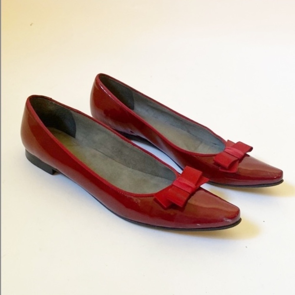 Stuart Weitzman Red Flats With Bow - image 1